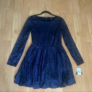 Velvet Long-Sleeved Formal Dress